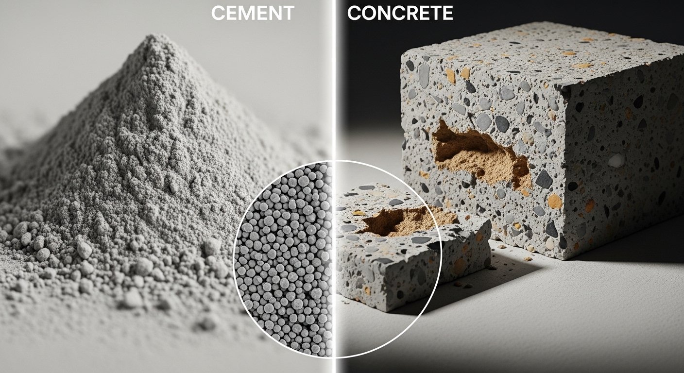 Difference between Cement and Concrete