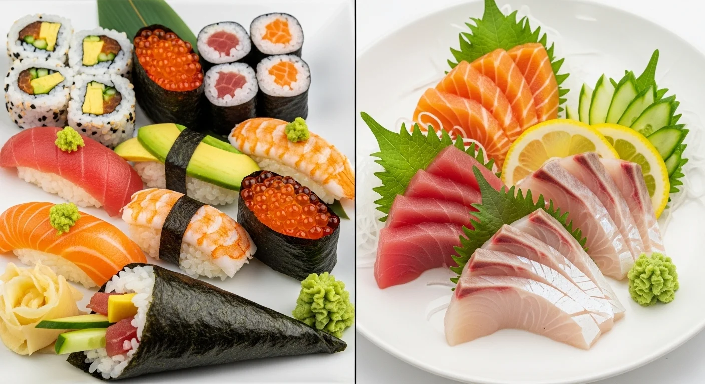 difference between sushi and sashimi